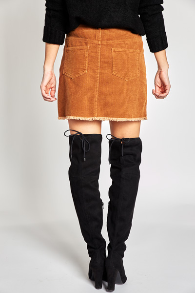 Frayed Corduroy Skirt