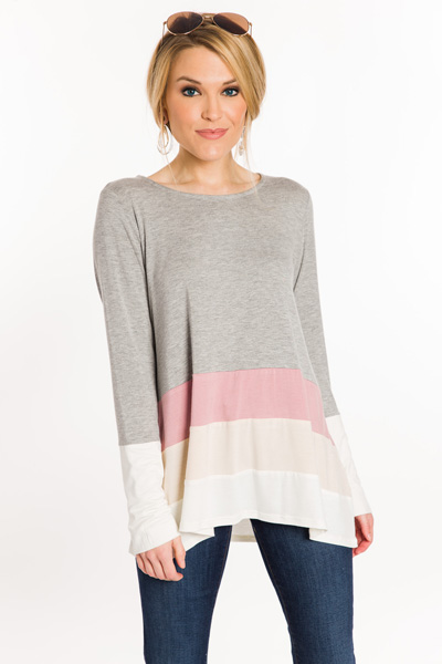 Muted Colorblock Tee, Grey