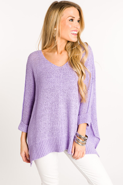 Folded Cuffs Sweater, Lavender