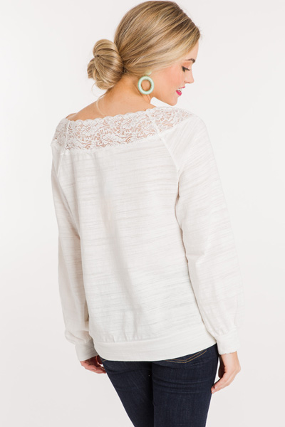 Laced Shoulders Top, Off White