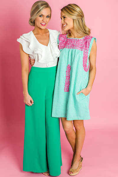 Pink Pop Embroidered Shift, Mint