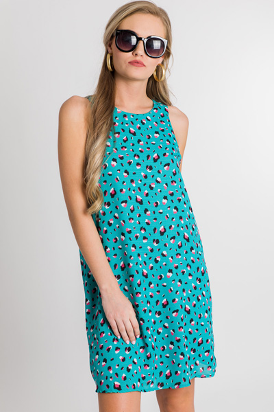 Leopard Tank Dress, Jade