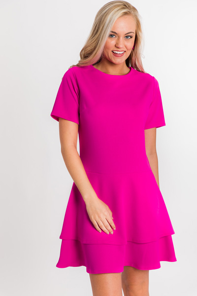 Tiered Skirt Dress, Hot Pink