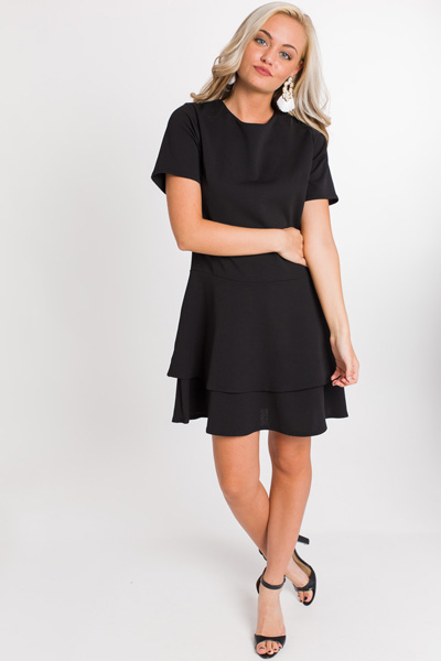 Tiered Skirt Dress, Black
