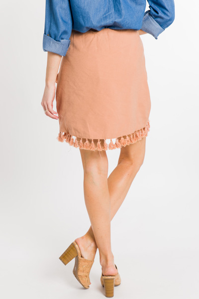 Tassel Mini Skirt, Rust