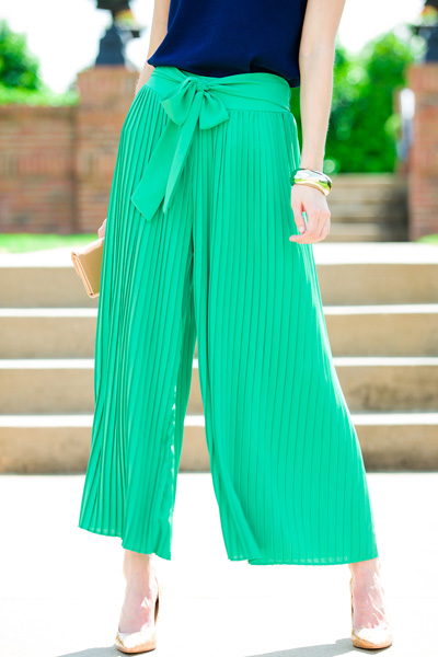 Pleated Pants, Green