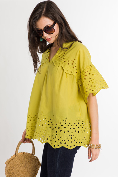 Lime Twist Lace Top - 3/4 & Long Sleeve - Tops - The Blue Door Boutique