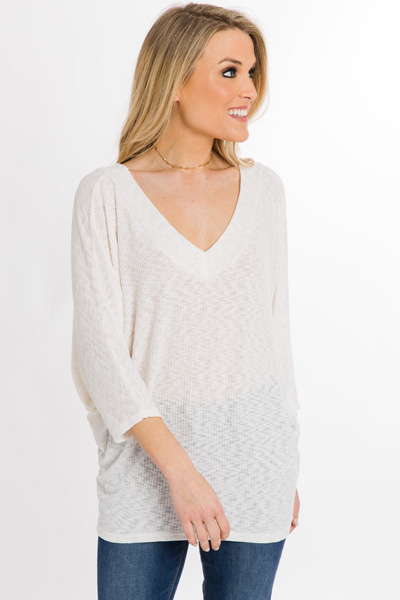 Ribbed Cocoon Top, Off White