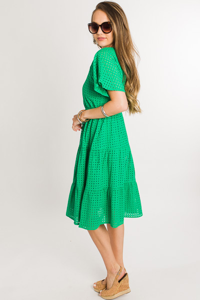 Kelly Eyelet Dress, Green