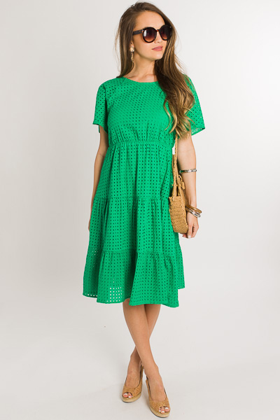 Kelly Eyelet Dress, Green