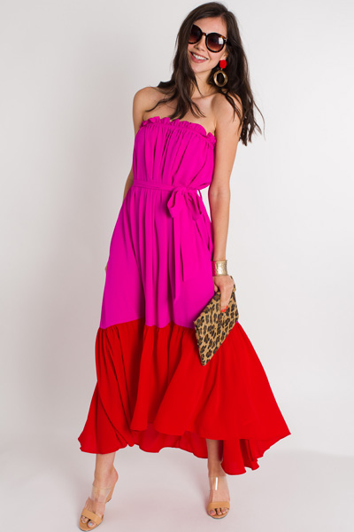 Feel the Flame Strapless Dress