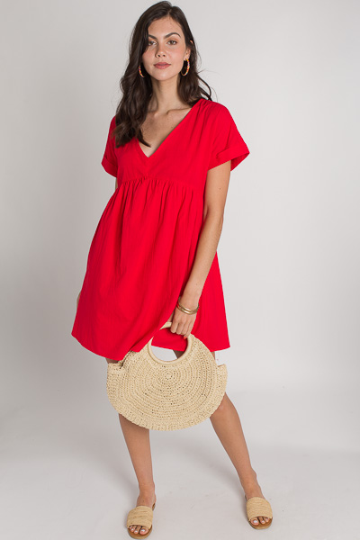 Steph Babydoll Dress, Red