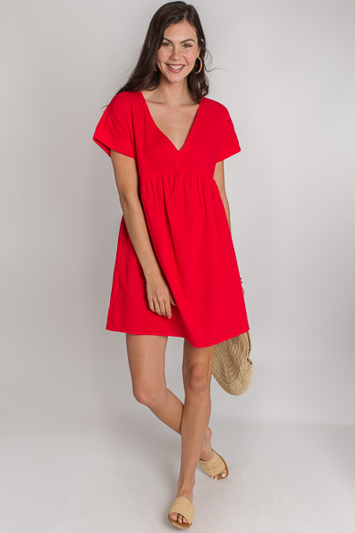 Steph Babydoll Dress, Red