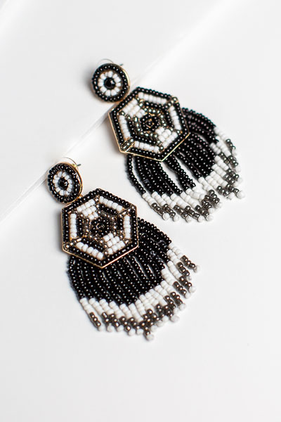 Haute Hexagon Earrings, Black