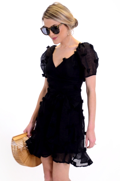 Textured Spots Dress, Black