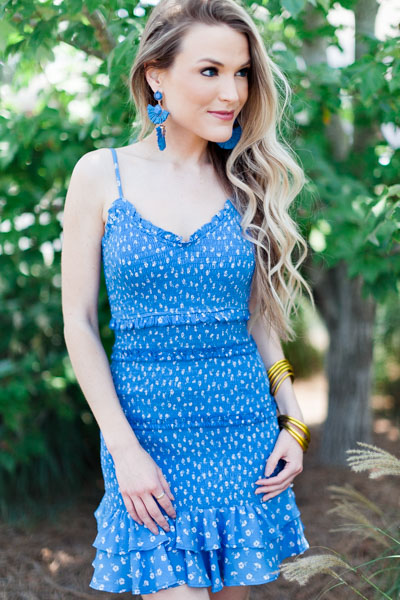 Smocked Sweet Dress, Blue