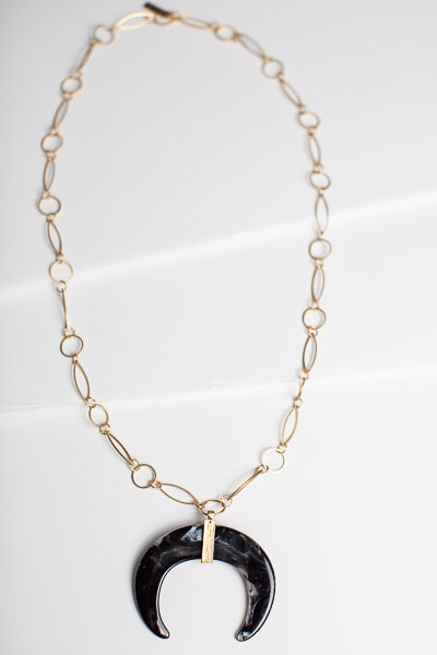 Resin Crescent Necklace, Black