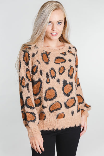 Fuzzy Feels Leopard Pullover