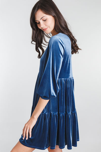 Vivian Velvet Dress, Blue