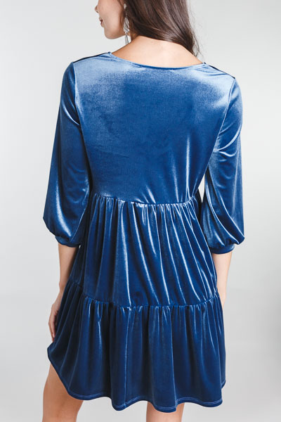 Vivian Velvet Dress, Blue