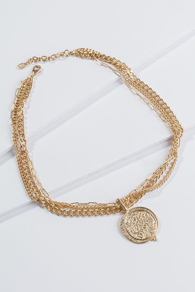 3 Chain Coin Necklace