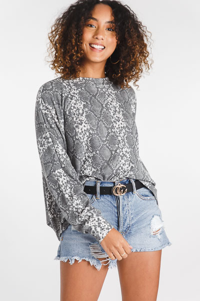 Cropped Thermal Pullover, Snake