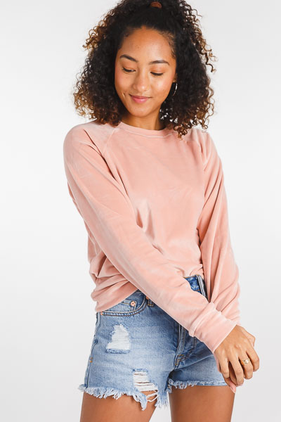 Velour Pullover, Pink