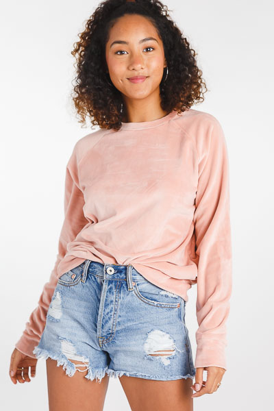 Velour Pullover, Pink