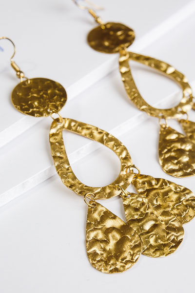 Leo Hammered Earrings, Gold