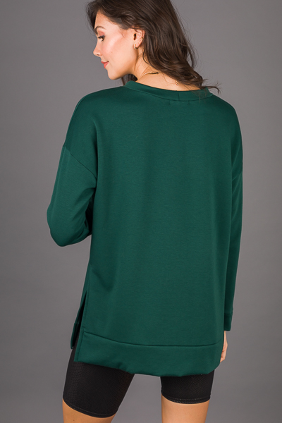 Side Slit Sweatshirt, Green
