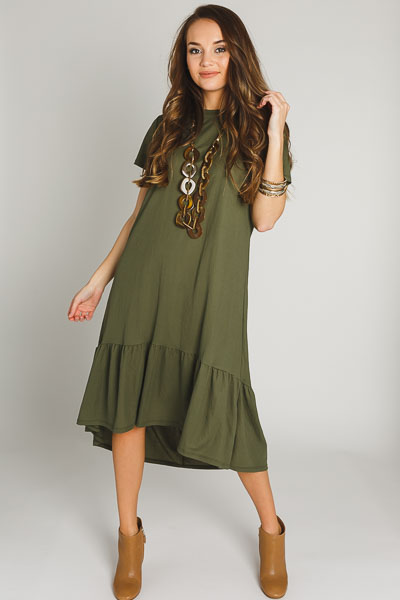 High Low Woven Maxi, Olive