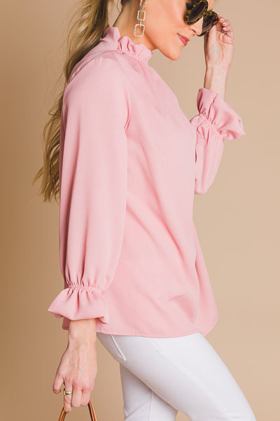 Above It All Ruffle Blouse, Pink
