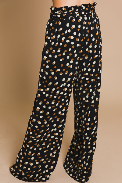 Spotted Wide Leg Pant, Black