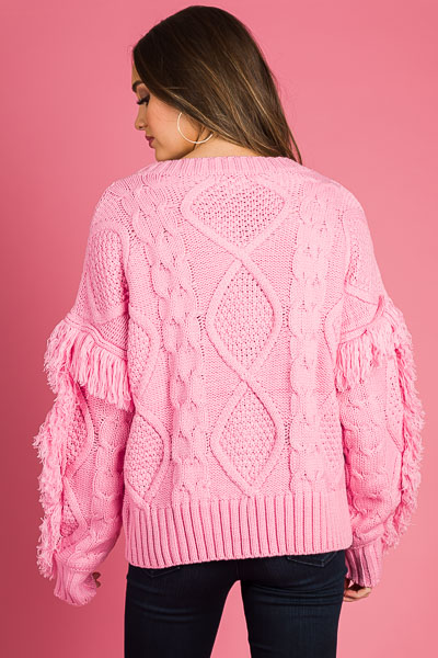Cool Pink Fringe Sweater
