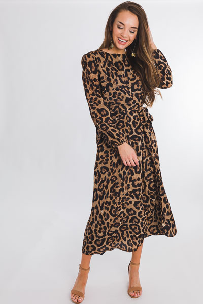 Belted Leopard Print Maxi