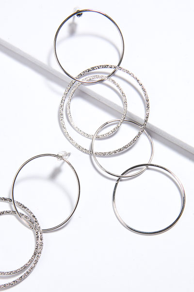 Silver Linked Rings Earring