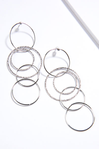 Silver Linked Rings Earring