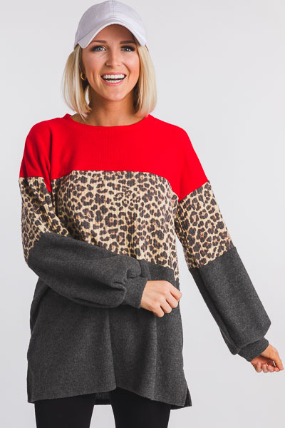 Brushed Leopard Stripe Pullover