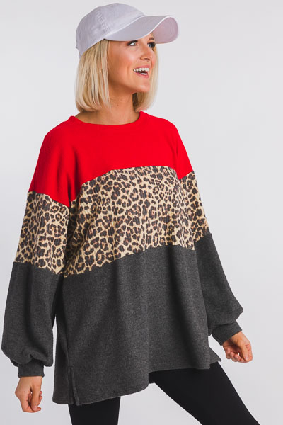 Brushed Leopard Stripe Pullover