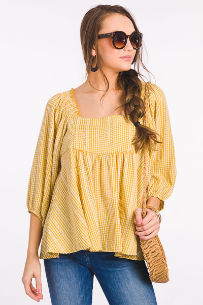 Becky Square Neck Top, Yellow