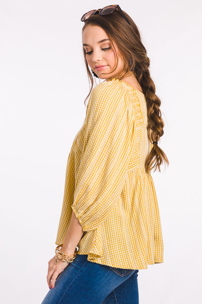 Becky Square Neck Top, Yellow