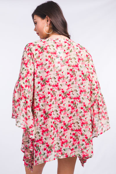 Red Rosie Chiffon Kimono