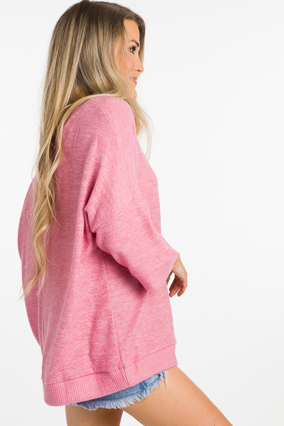 Brushed Boxy Top, Pink