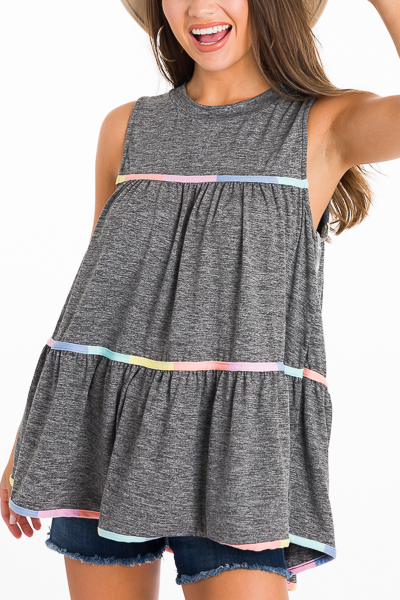 Color Piped Tank, Gray
