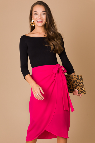 Midi Wrap Skirt, Pink