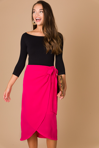 Midi Wrap Skirt, Pink