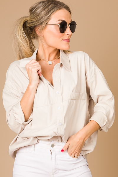 Creamy Button Down, Taupe