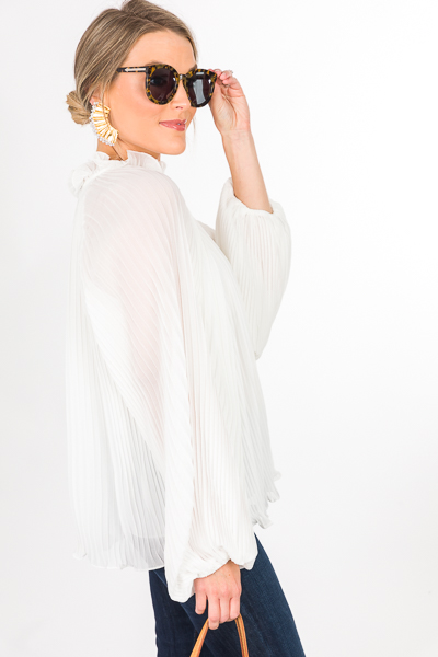 Fully Pleated Blouse, White