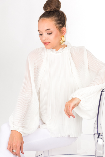 Fully Pleated Blouse, White