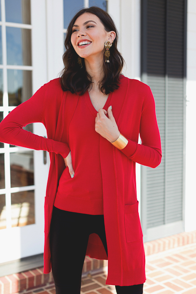 Easy Living Cardigan, Red